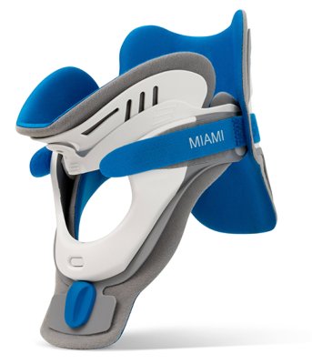 Cervicalorthese Miami J Select universal, weiß-grau-blau>>>>