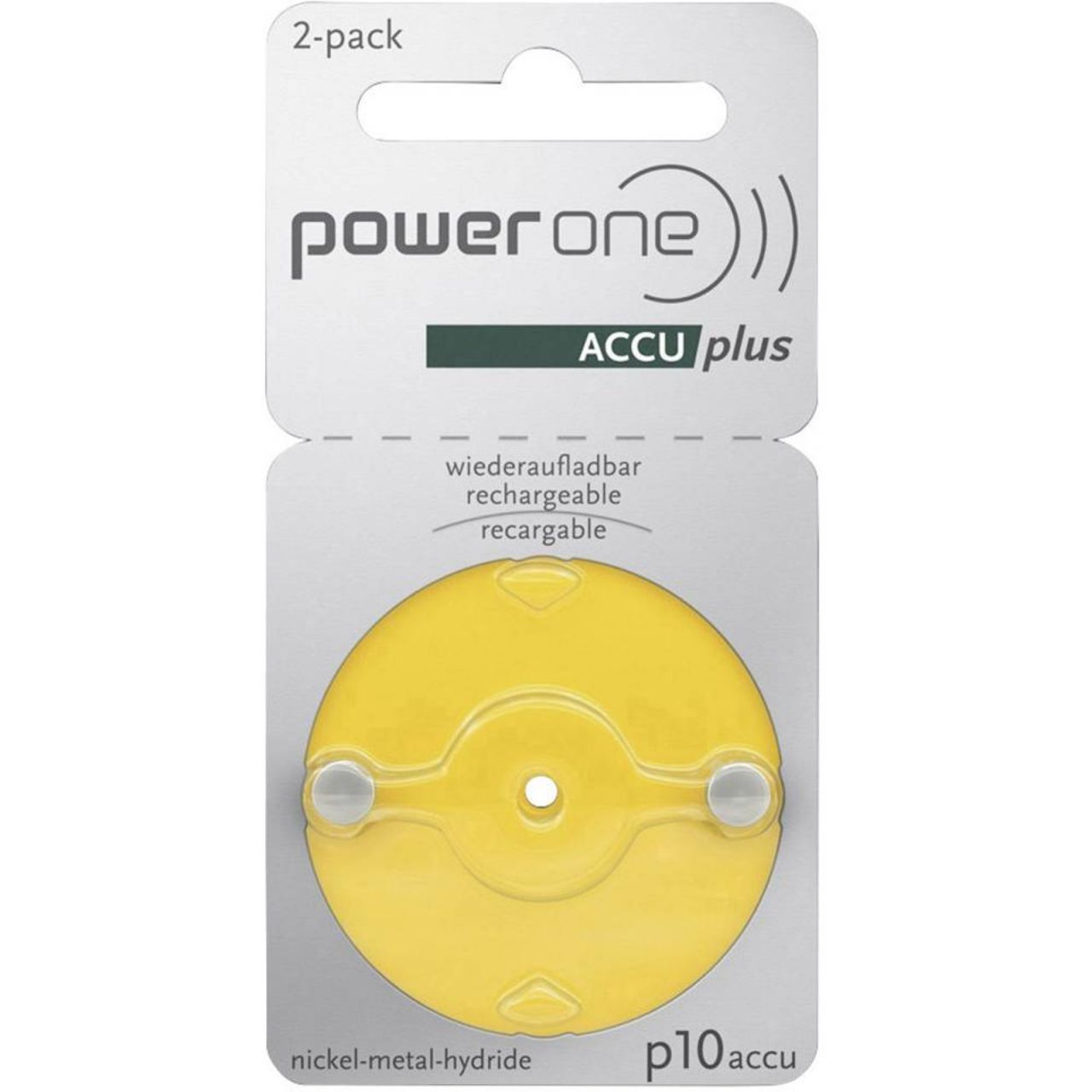 Varta Power One 10 ACCU plus p10 Gelb Akku für Hörgeräte NiMH 2er Blister p10
